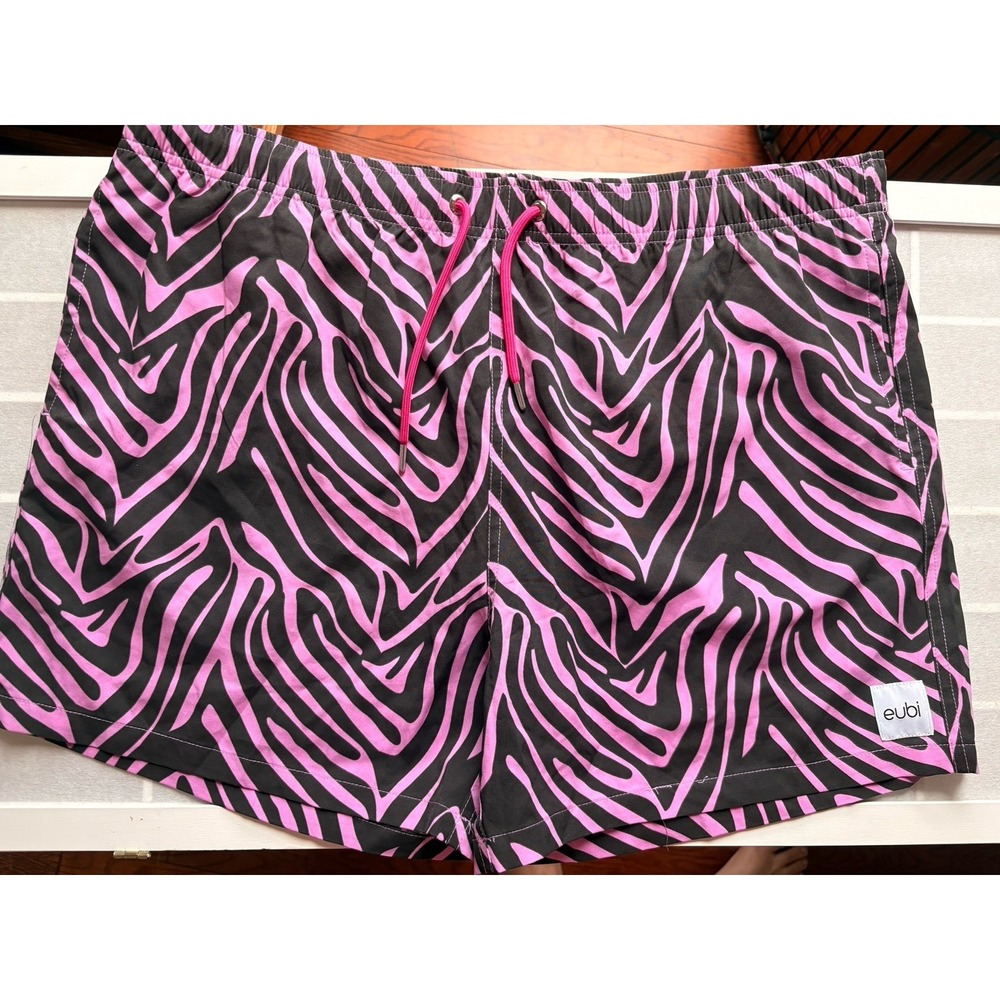EUBI NWT‎ Magical Swims Pink Zebra Drawstring Lined Hybrid Swim Shorts SZ XXL